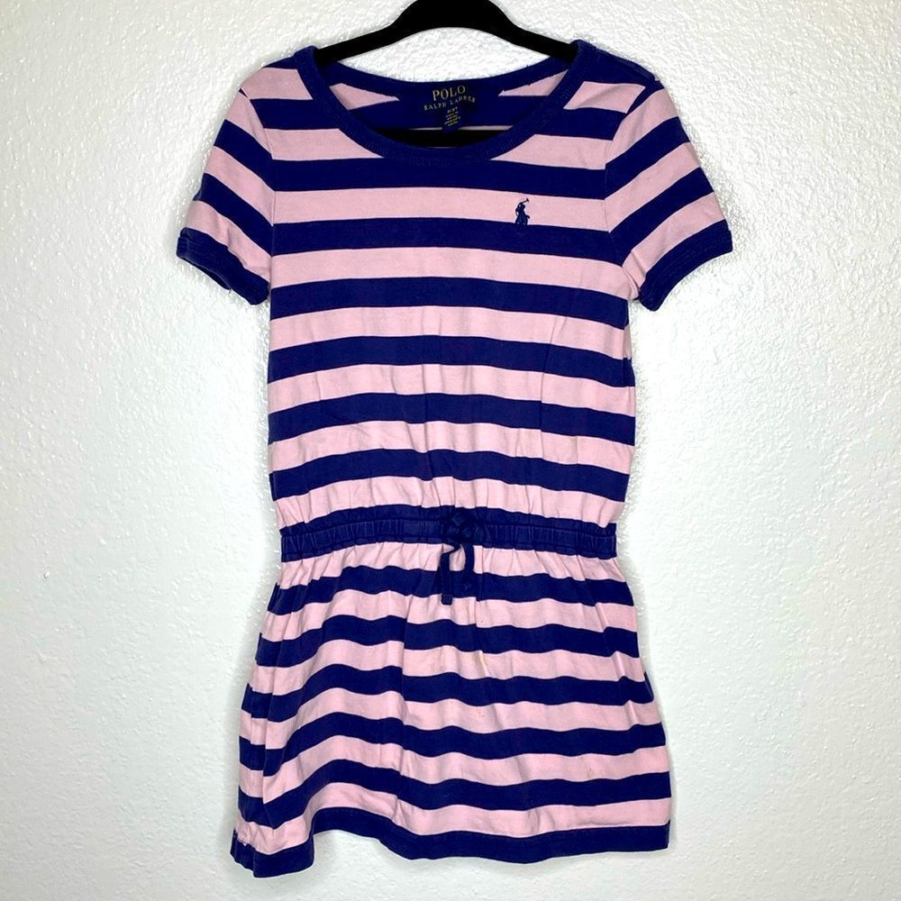 Polo By Ralph Lauren Short Sleeve Pink & Blue Striped  Dress 3/3T